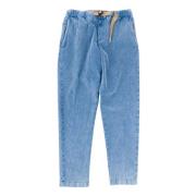 Faded Corduroy Tapered Fit Broek White Sand , Blue , Dames