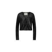 Glitterend Gebreid Vest V-Hals Lange Mouw Fabienne Chapot , Black , Da...