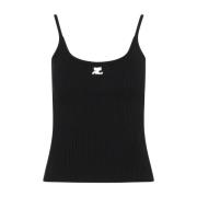 Zwart Ribgebreide Tanktop Courrèges , Black , Dames