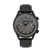 Zwarte Leren Horloge Quartz Analoog Grijs Timberland , Black , Heren