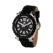 Zwarte Leren Quartz Analoog Horloge Timberland , Black , Heren