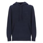 Blauwe Wollen Hoodie met Geborduurd Logo Saint Barth , Blue , Heren