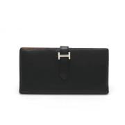 Pre-owned Leather wallets Hermès Vintage , Black , Dames