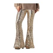 Gouden Flared Broek Flora Josh V , Yellow , Dames