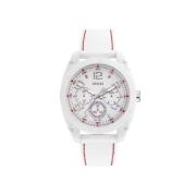 Wit Hars Analoge Horloge Guess , White , Heren