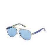 Metalen Zonnebril met Blauw Glas Guess , Gray , Heren