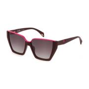 Lila Glas Dames Plastic Zonnebril Police , Red , Dames