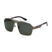 Metalen Zonnebril Grijs Groene Lens Police , Gray , Heren