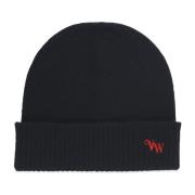 Zwarte Cashmere Beanie met Logo Borduursel Vivienne Westwood , Black ,...