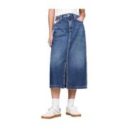 Retro Denim Rok met Elegante Opening Tommy Hilfiger , Blue , Dames