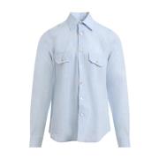 Celeste Linen Shirt Kiton , Blue , Heren