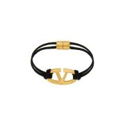 Zwarte Katoenen V-Logo Armband Valentino Garavani , Black , Dames