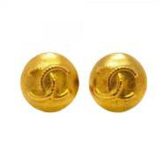 Pre-owned Metal earrings Chanel Vintage , Yellow , Dames