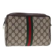 Pre-owned Leather clutches Gucci Vintage , Beige , Dames