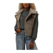 Taupe Faux Fur Vest Minus , Beige , Dames