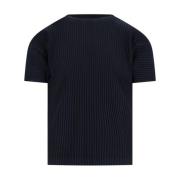 Navy Blauw Geribbeld Crew Neck T-shirt Issey Miyake , Blue , Heren