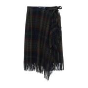 Wool Blend Plaid Check Rok Ralph Lauren , Multicolor , Dames