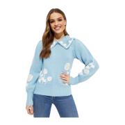 Blauwe Trui met Geborduurde Kraag Loveshackfancy , Blue , Dames