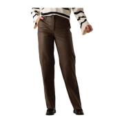 Naomi Wijde Leren Broek Knit-ted , Brown , Dames