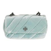 Velvet Mini Flap Tas Tory Burch , Blue , Dames