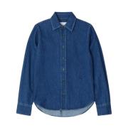 Denim shirt met logo en hoornknopen Closed , Blue , Dames