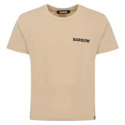 Zand Katoenen T-shirt met Logo Print Barrow , Beige , Heren