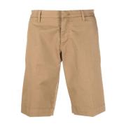 Bruine Katoenen Gabardine Slim Fit Shorts Fay , Brown , Heren