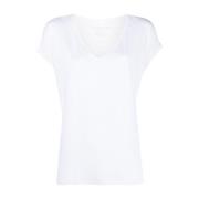 Zachte V-hals witte T-shirts en Polo's Majestic Filatures , White , Da...