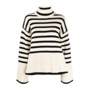 Licht Zand Streep Turtleneck Sweater TotêMe , Beige , Dames