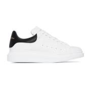 Zwarte Oversize Leren Sneakers met Witte Hiel Alexander McQueen , Blac...