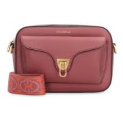 Korrelig Leren Crossbody Tas met Klep Coccinelle , Pink , Dames