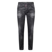 Grijze Versleten Effect Crop Cut Jeans Dsquared2 , Gray , Heren