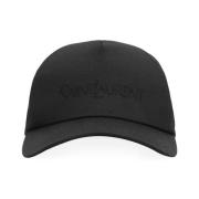 Logo Baseball Cap Katoen Linnen Saint Laurent , Black , Dames