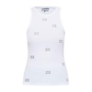 Geborduurd Logo Katoenen T-shirt Wit Ganni , White , Dames