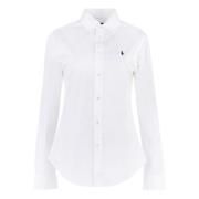 Logo borduurwerk katoenen shirt Ralph Lauren , White , Dames