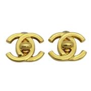 Pre-owned Metal earrings Chanel Vintage , Yellow , Dames