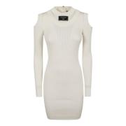 Schouder Cut Gebreide Jurk Balmain , White , Dames