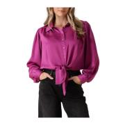 Paarse Button Up Blouse met Lash Catwalk Junkie , Purple , Dames