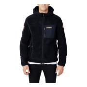 Zwarte Hoodie met Ritssluiting Napapijri , Black , Heren