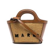 Bruine Tropicalia Mini Logo Tote Tas Marni , Brown , Dames