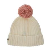 Witte Beanie met Pompom en Logo Helen Kaminski , White , Dames