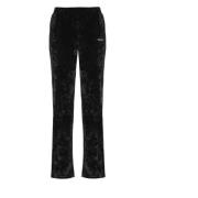 Zwarte Fluwelen Broek Elastische Taille Logo Saint Barth , Black , Dam...