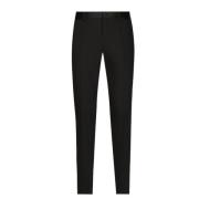 Zwarte Stretch Wol Getailleerde Broek Dolce & Gabbana , Black , Heren