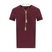 Bordeaux Katoenen T-shirt met Ketting Elisabetta Franchi , Red , Dames