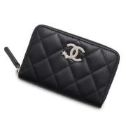 Pre-owned Leather wallets Chanel Vintage , Black , Dames