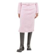 Fluffy Wool Blend Midi Skirt Dries Van Noten , Pink , Dames