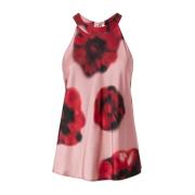 Satijnen Bloemtop Zonder Mouwen Pinko , Multicolor , Dames