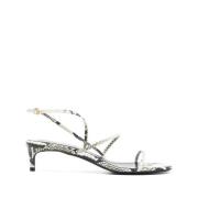 Slangenprint Kitten Heel Sandalen Khaite , White , Dames