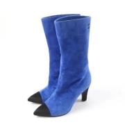 Pre-owned Leather boots Chanel Vintage , Blue , Dames