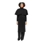 Wollen lange jas met afneembare cape Chloé , Black , Dames